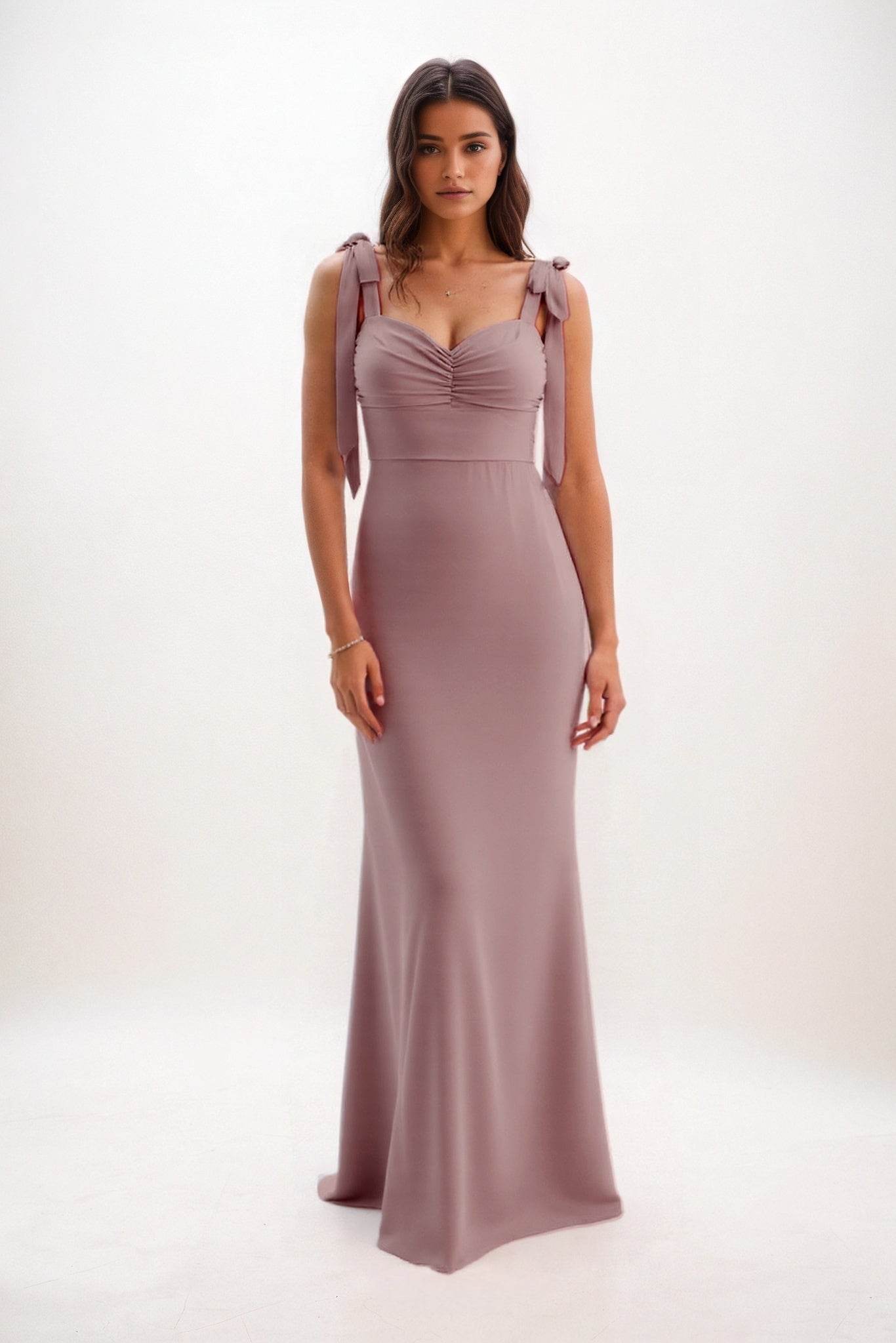 Sheath-Column Maxi Chiffon Bridesmaid Dress CB0849 - COCOMELODY