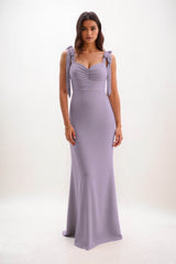 Sheath-Column Maxi Chiffon Bridesmaid Dress CB0849 - COCOMELODY