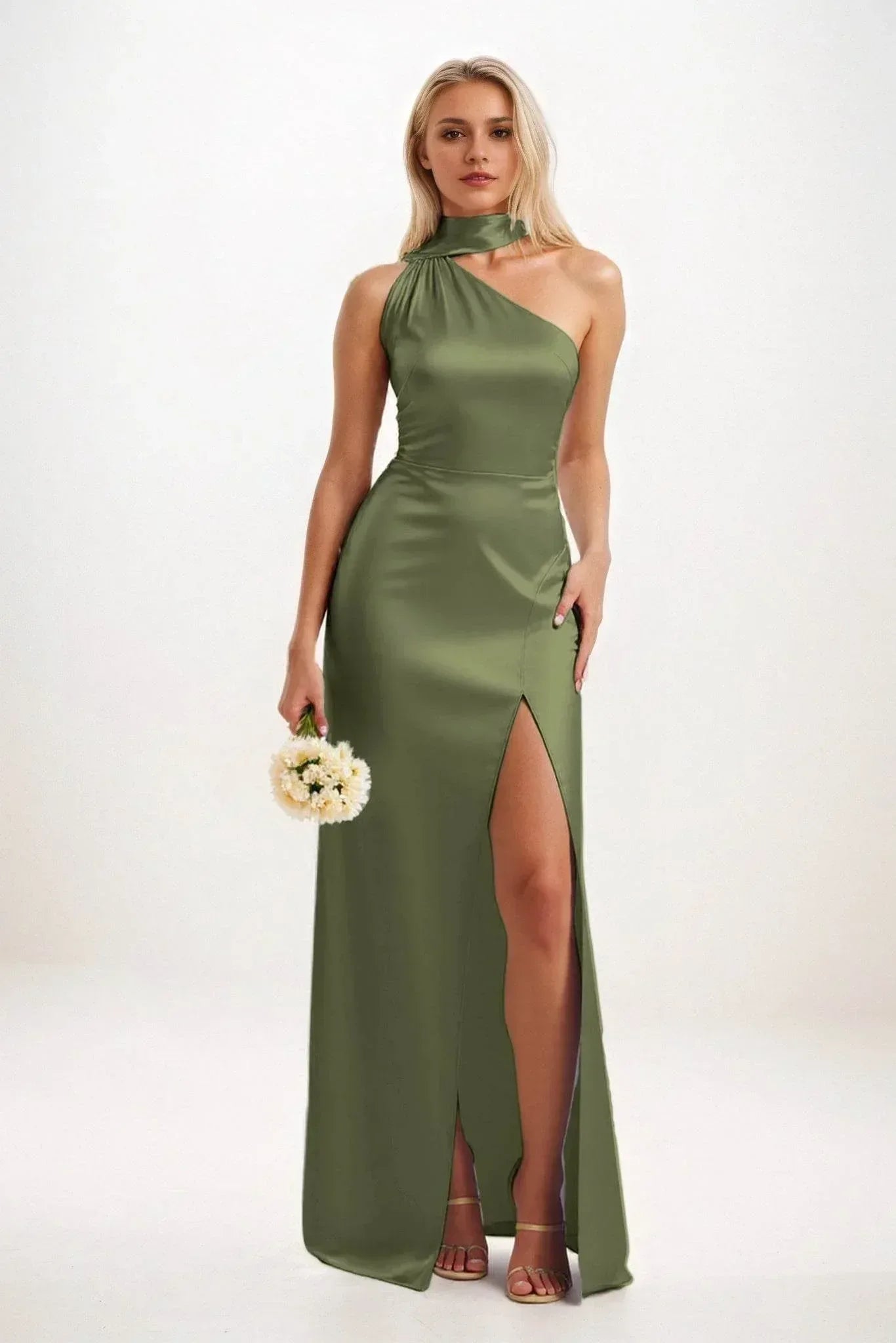 Sheath-Column Maxi Luxe Satin Dress CB0851CS - COCOMELODY