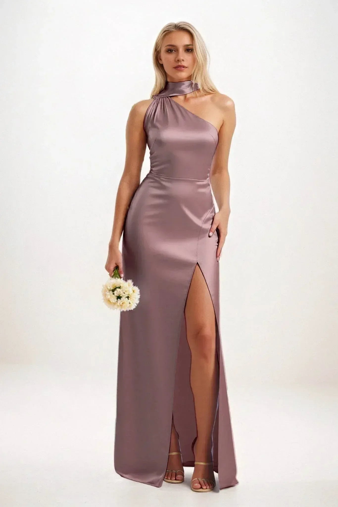 Sheath-Column Maxi Luxe Satin Dress CB0851CS - COCOMELODY