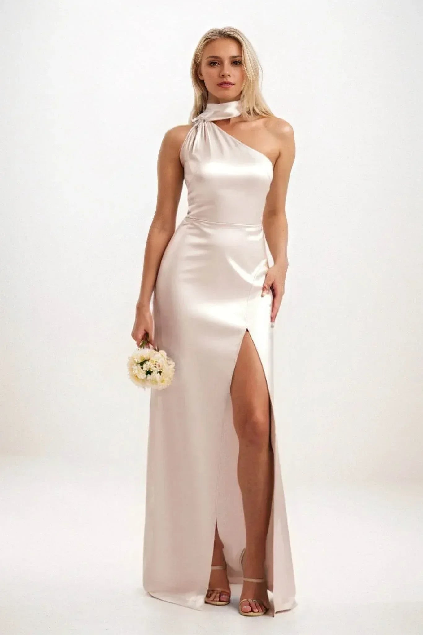 Sheath-Column Maxi Luxe Satin Dress CB0851CS - COCOMELODY