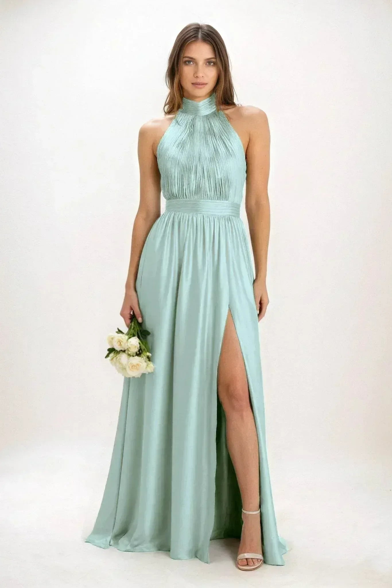 A-Line Maxi Luxe Satin Dress CB0852CS - COCOMELODY