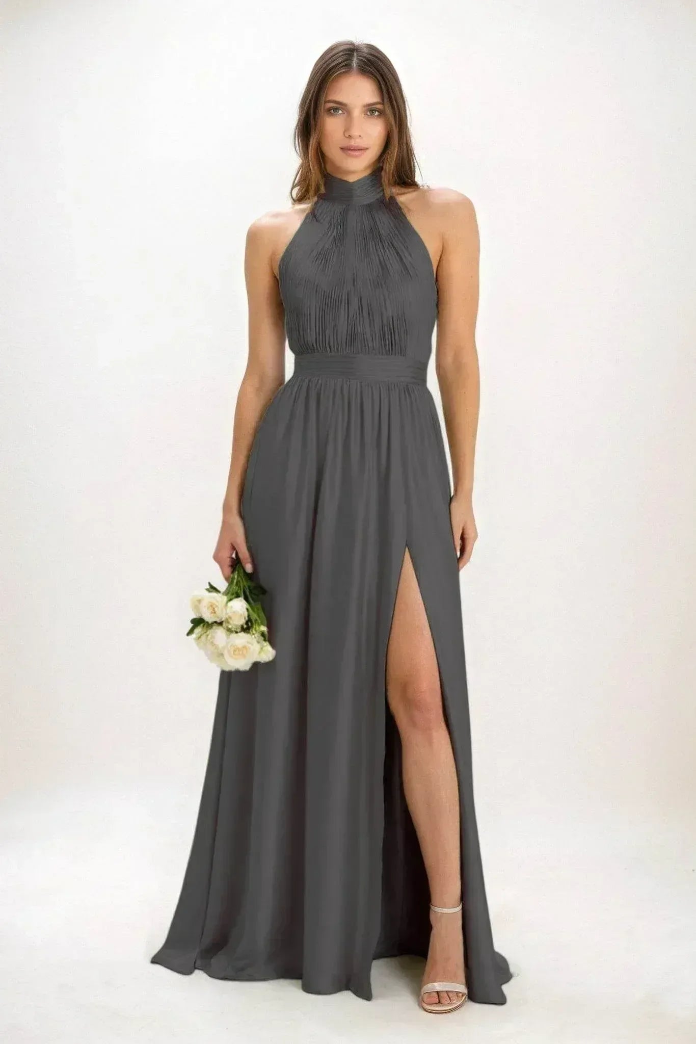 A-Line Maxi Luxe Satin Dress CB0852CS - COCOMELODY