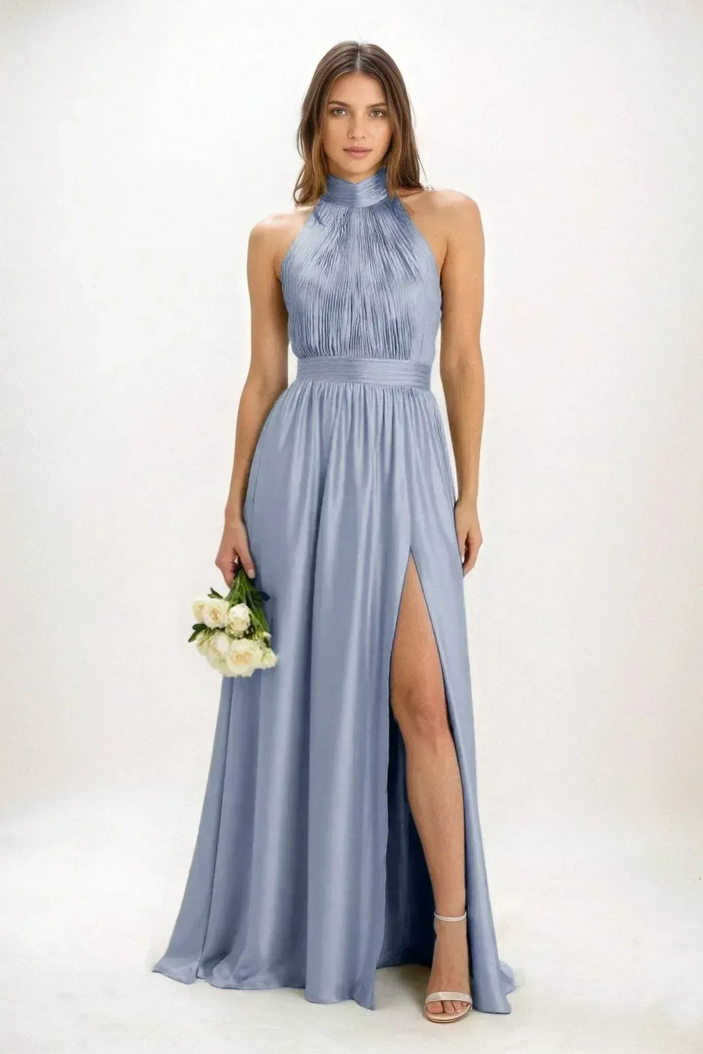 A-Line Maxi Luxe Satin Dress CB0852CS - COCOMELODY