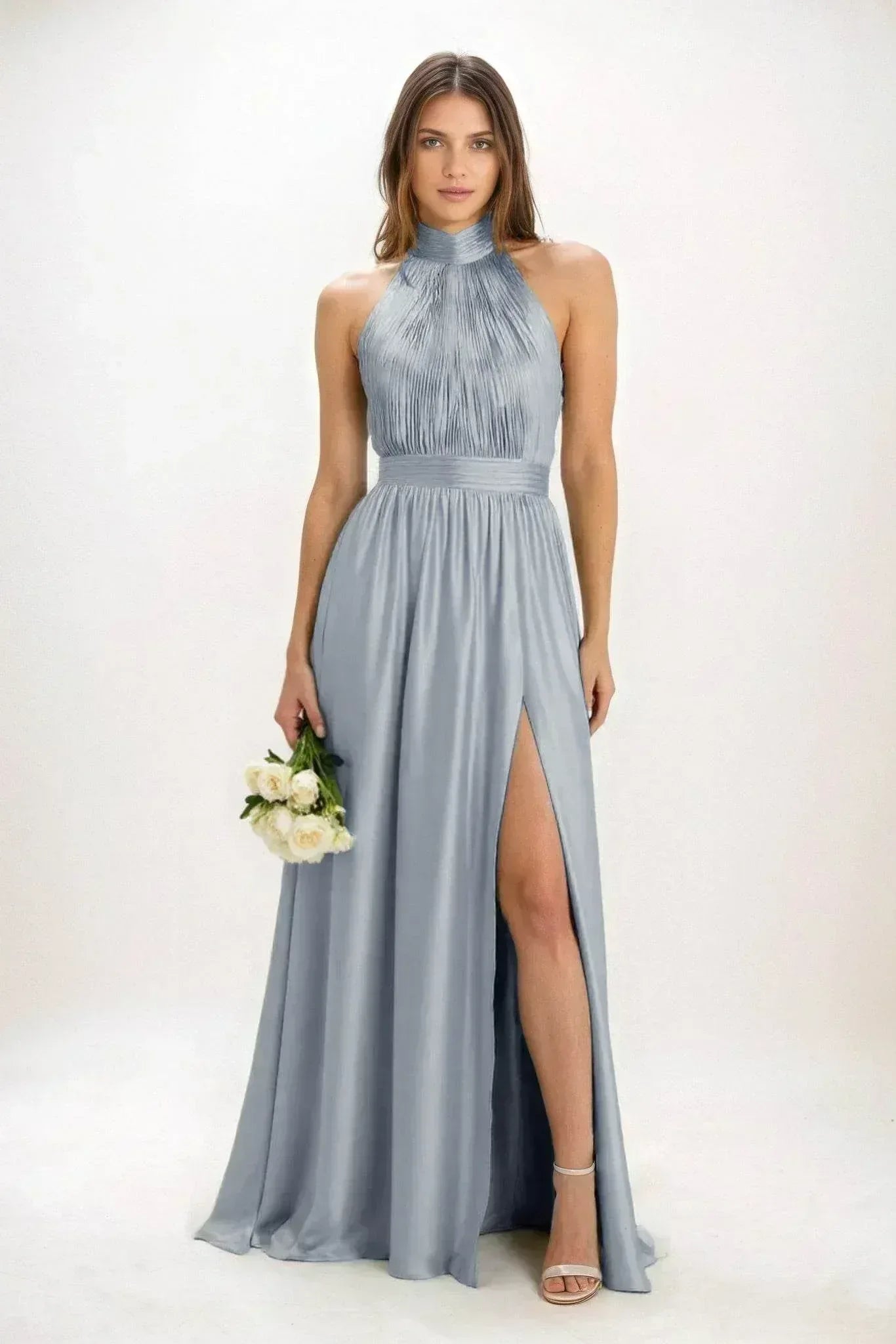 A-Line Maxi Luxe Satin Dress CB0852CS - COCOMELODY