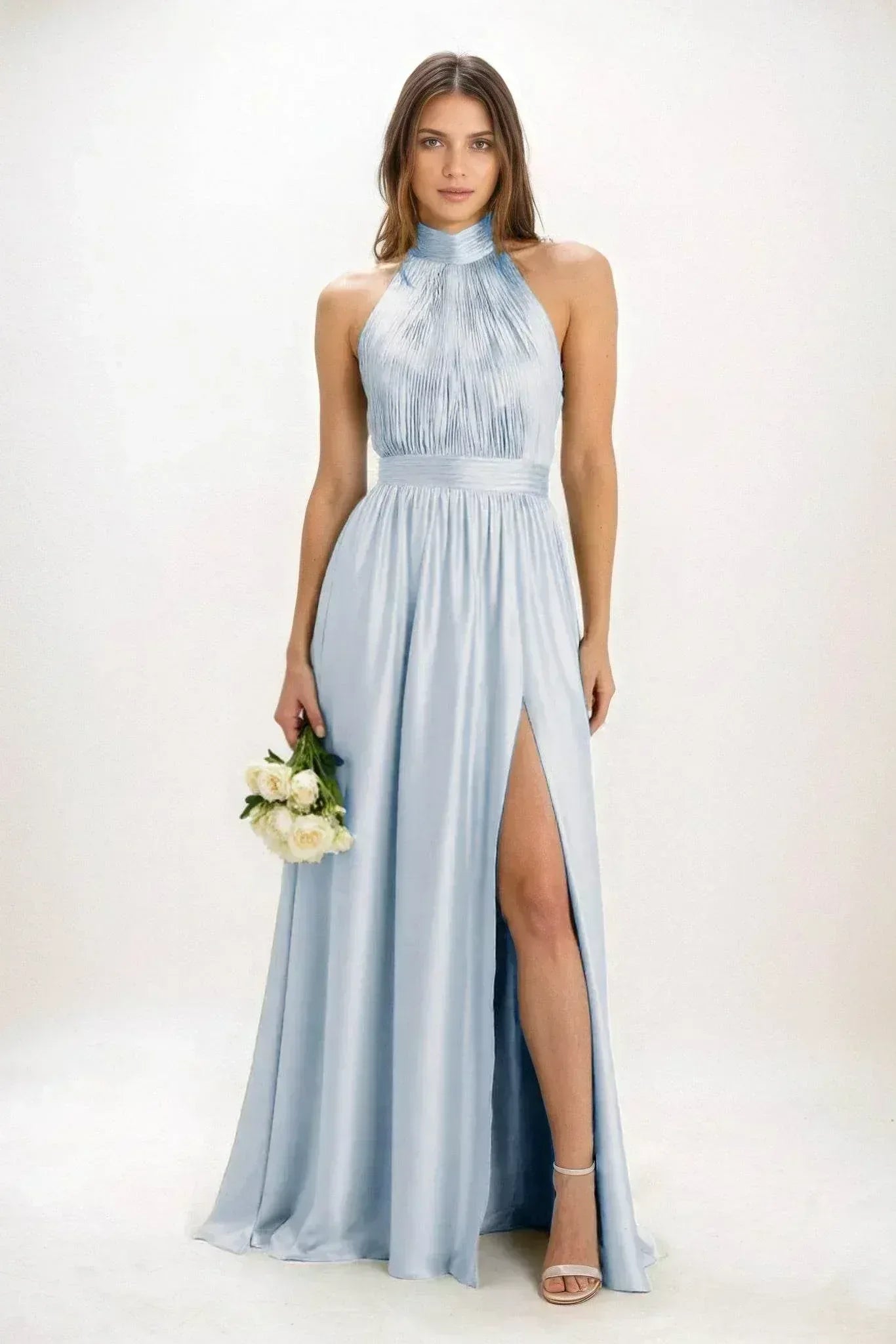 A-Line Maxi Luxe Satin Dress CB0852CS - COCOMELODY