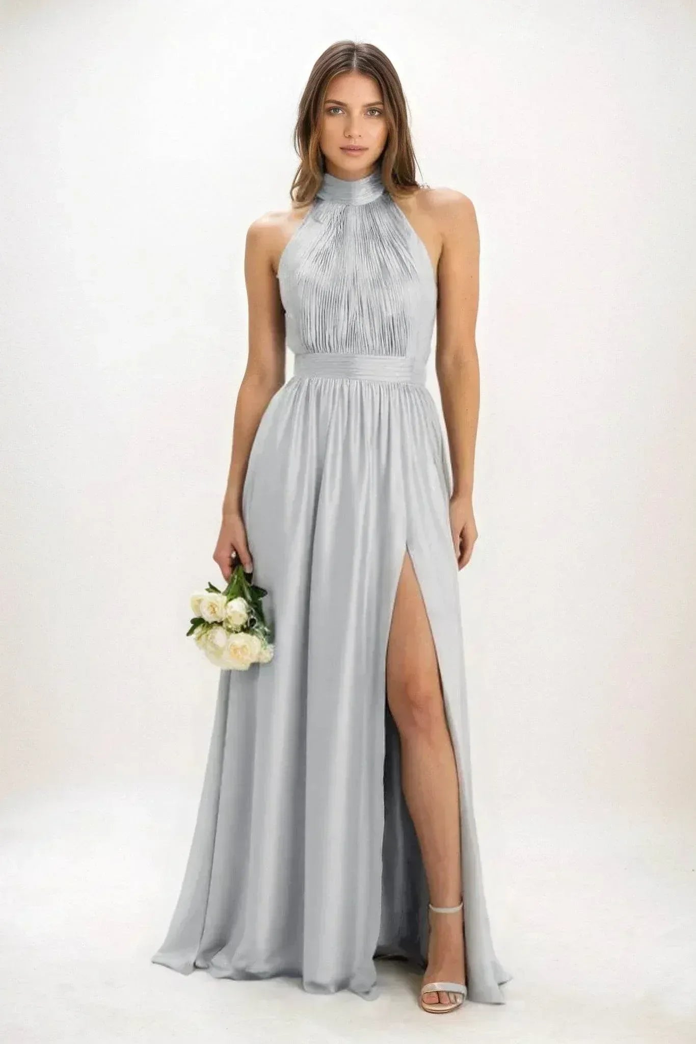 A-Line Maxi Luxe Satin Dress CB0852CS - COCOMELODY