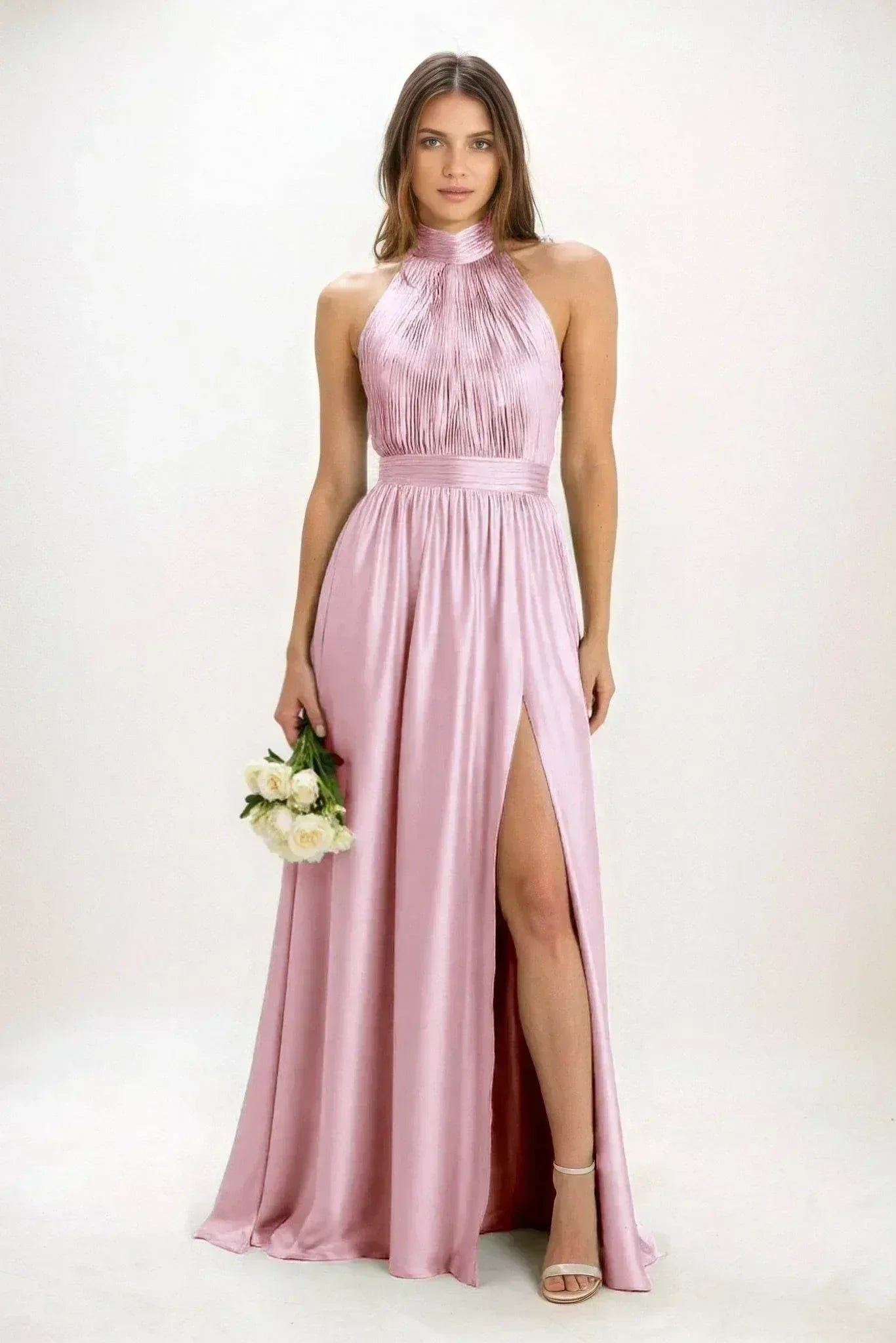 A-Line Maxi Luxe Satin Dress CB0852CS - COCOMELODY