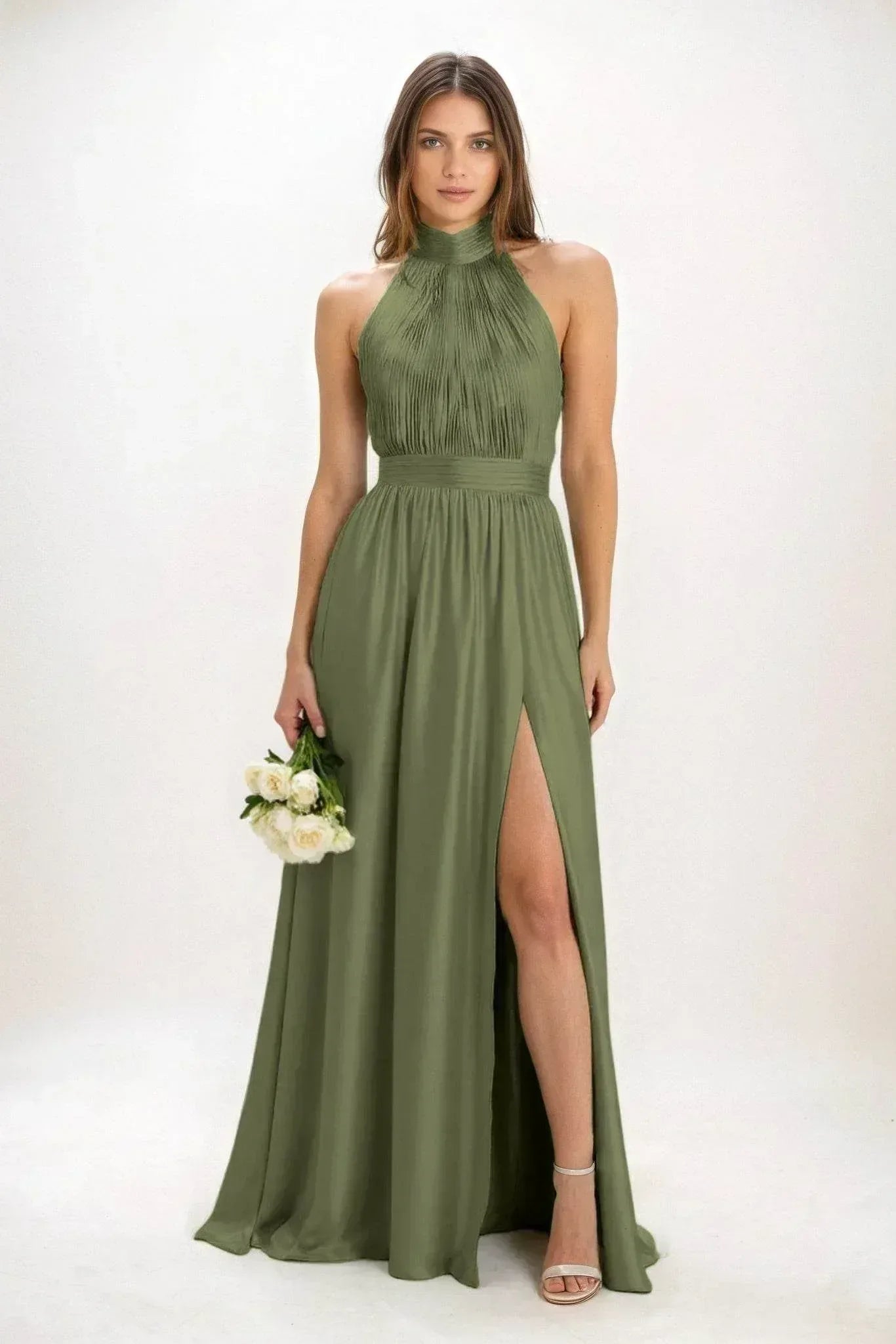 A-Line Maxi Luxe Satin Dress CB0852CS - COCOMELODY