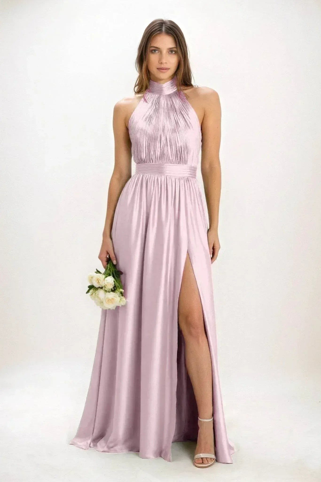 A-Line Maxi Luxe Satin Dress CB0852CS - COCOMELODY