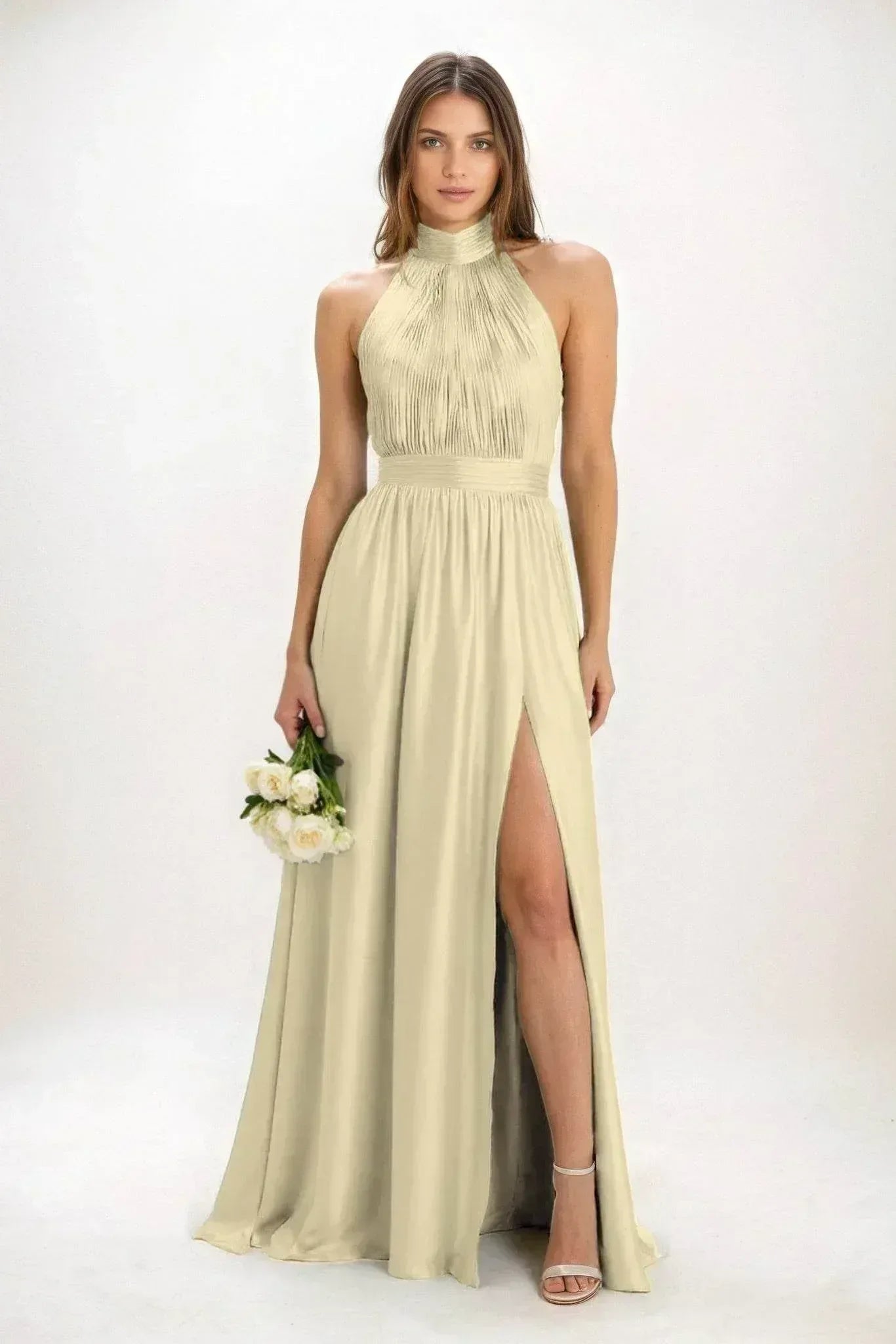 A-Line Maxi Luxe Satin Dress CB0852CS - COCOMELODY