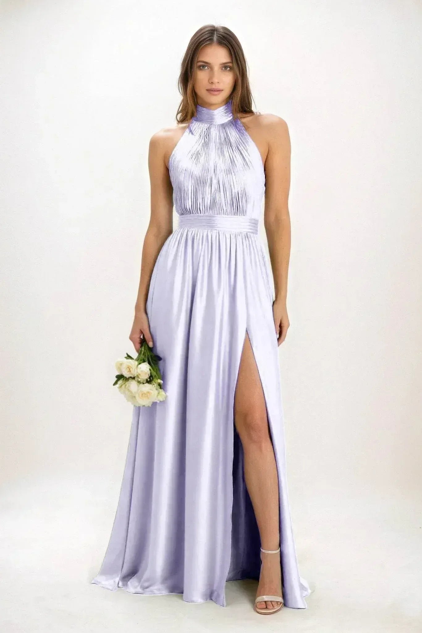 A-Line Maxi Luxe Satin Dress CB0852CS - COCOMELODY