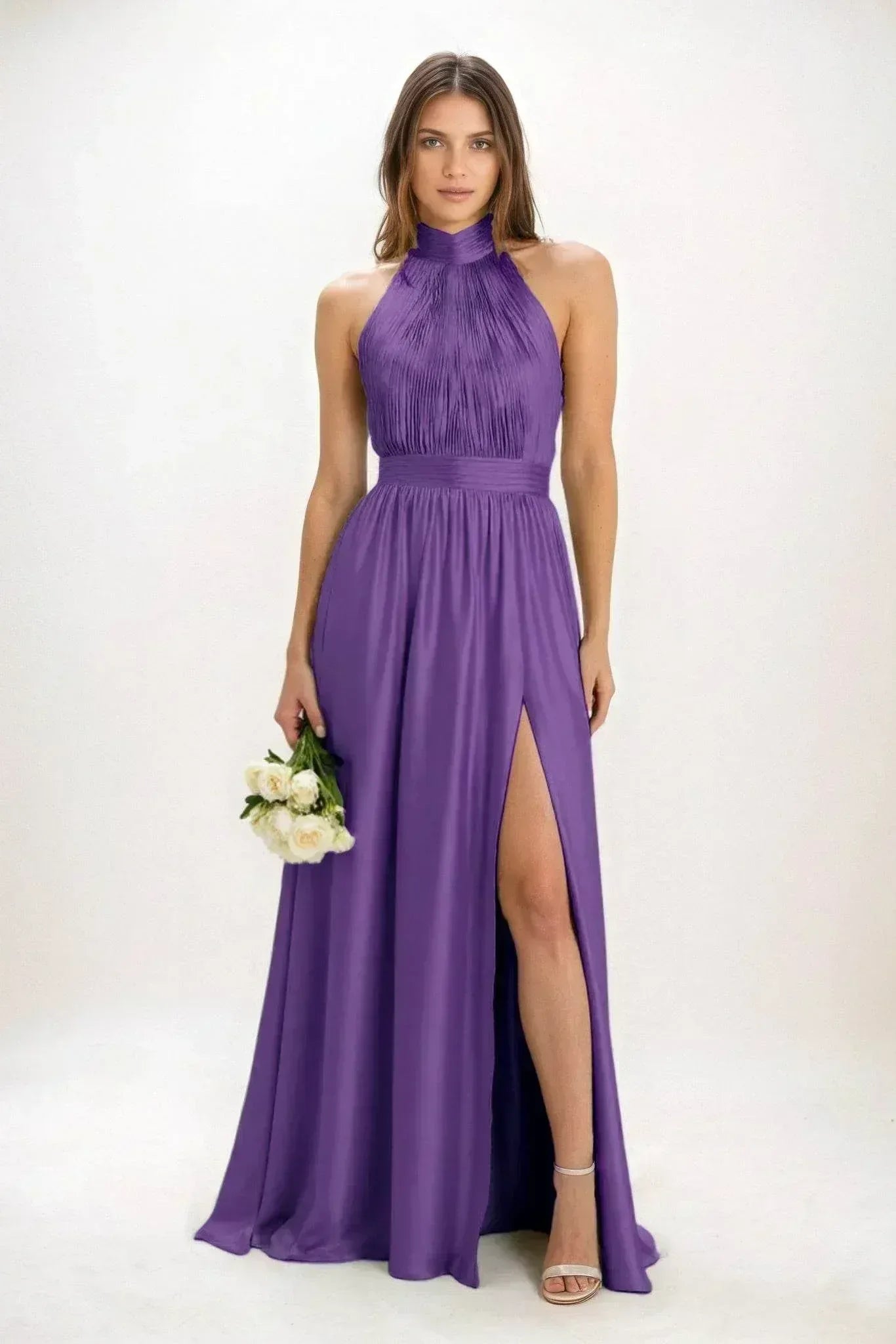 A-Line Maxi Luxe Satin Dress CB0852CS - COCOMELODY