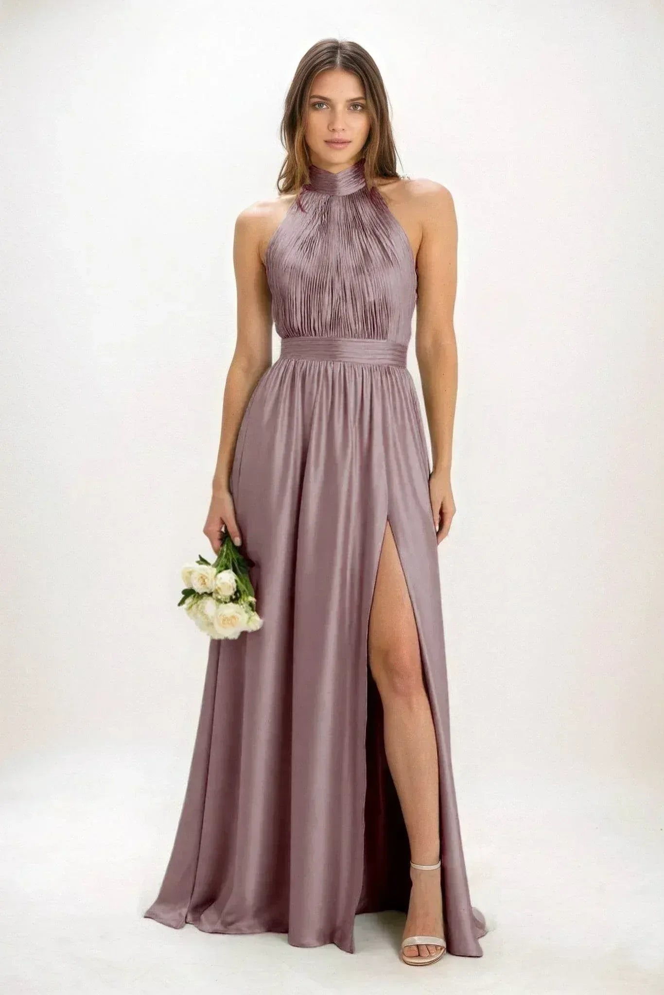 A-Line Maxi Luxe Satin Dress CB0852CS - COCOMELODY