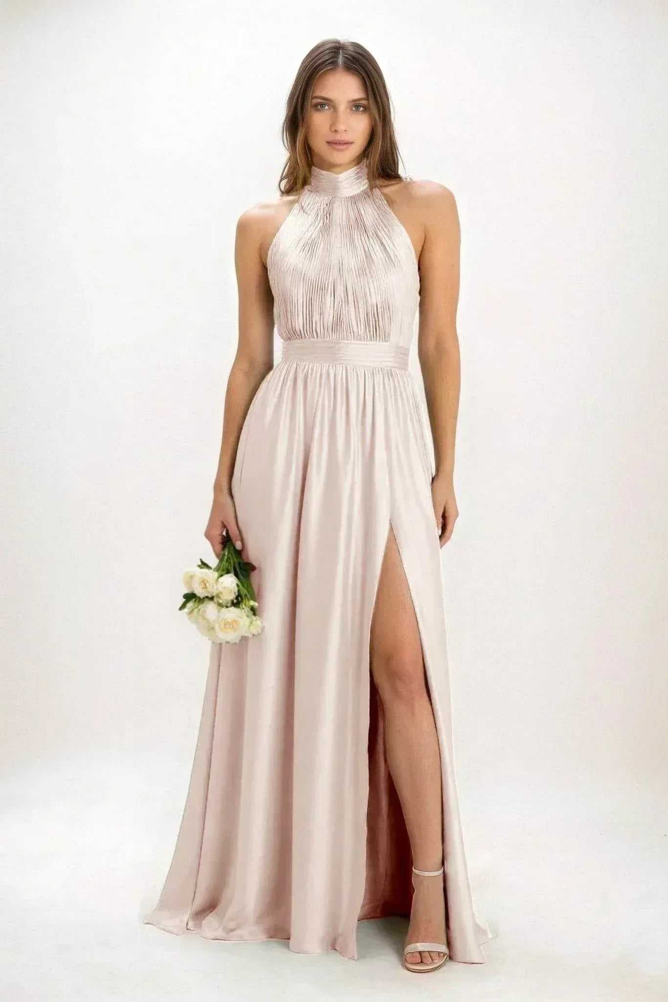 A-Line Maxi Luxe Satin Dress CB0852CS - COCOMELODY