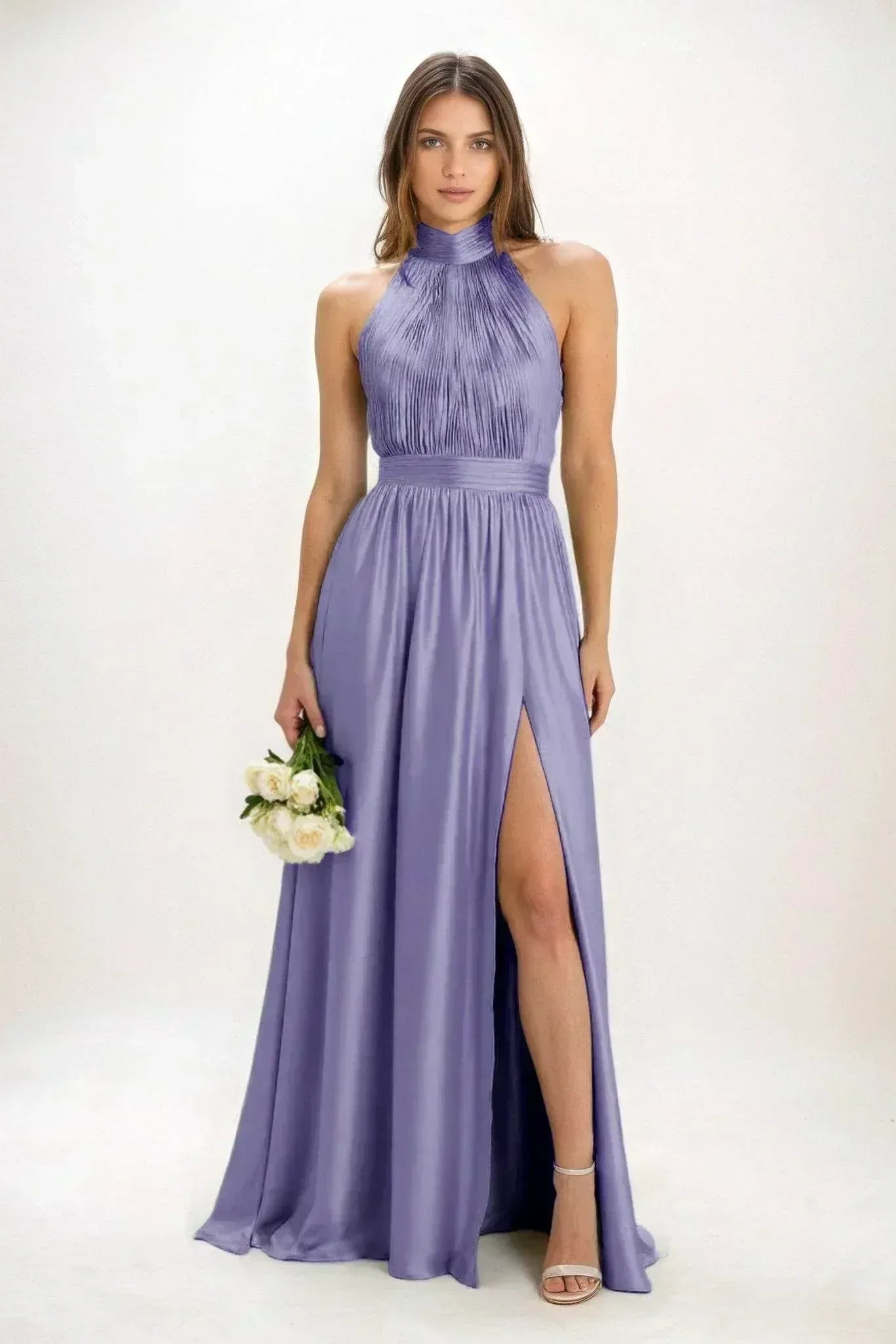 A-Line Maxi Luxe Satin Dress CB0852CS - COCOMELODY