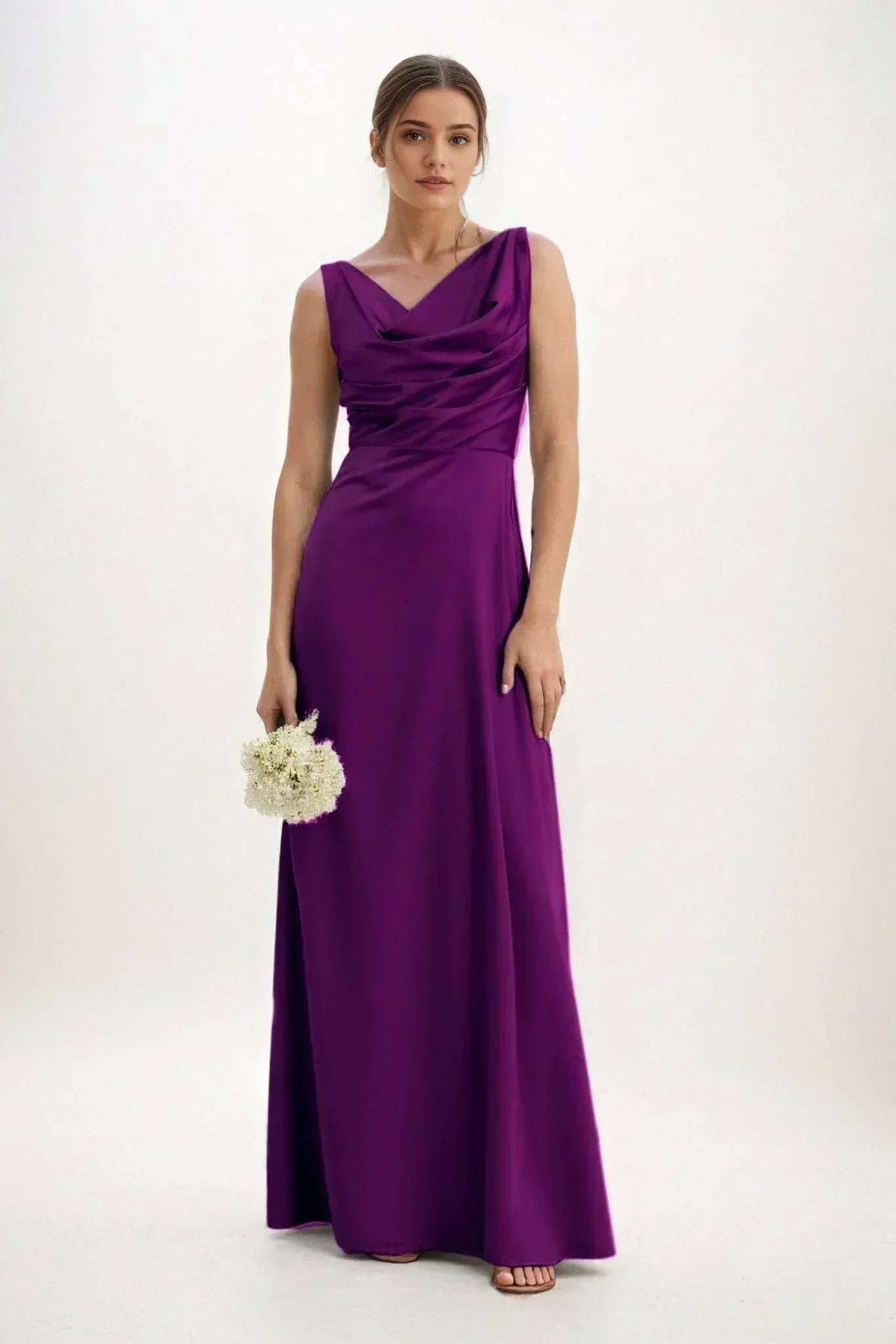 A-Line Maxi Luxe Satin Dress CB0853CS - COCOMELODY