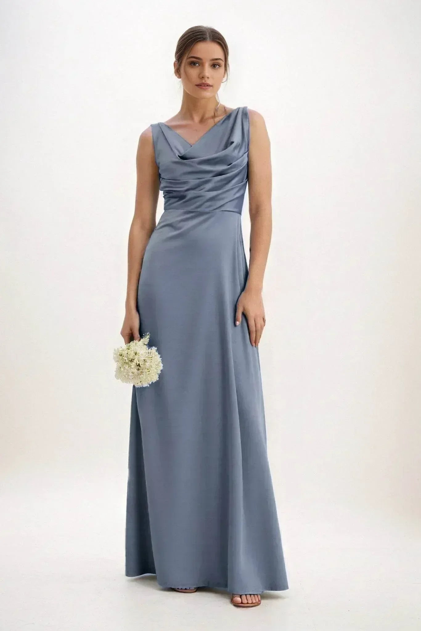 A-Line Maxi Luxe Satin Dress CB0853CS - COCOMELODY