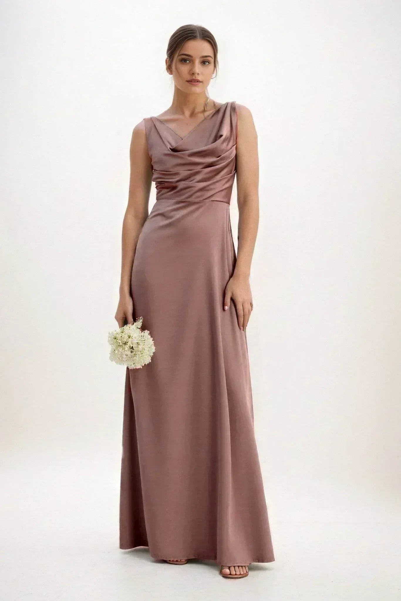A-Line Maxi Luxe Satin Dress CB0853CS - COCOMELODY