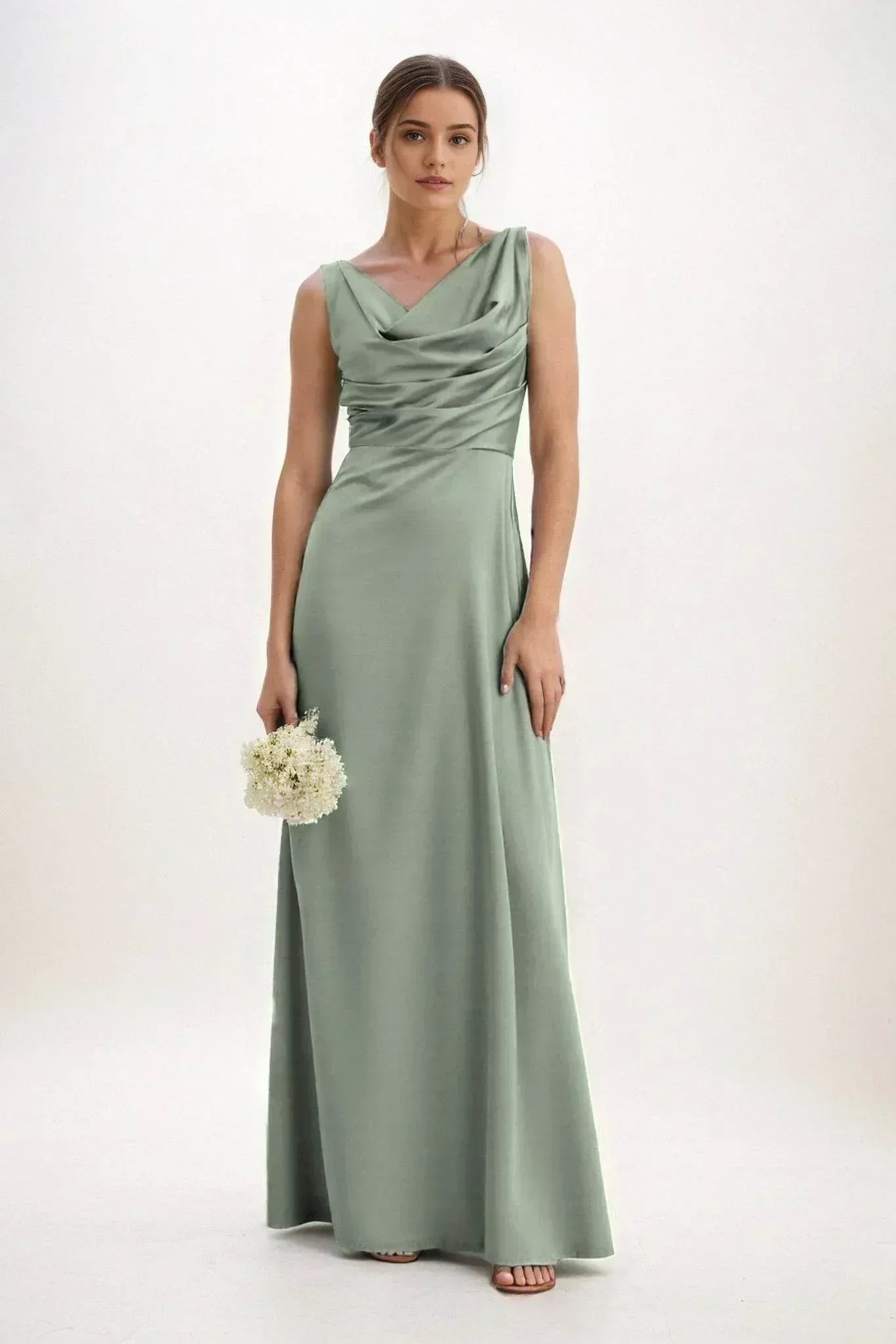 A-Line Maxi Luxe Satin Dress CB0853CS - COCOMELODY