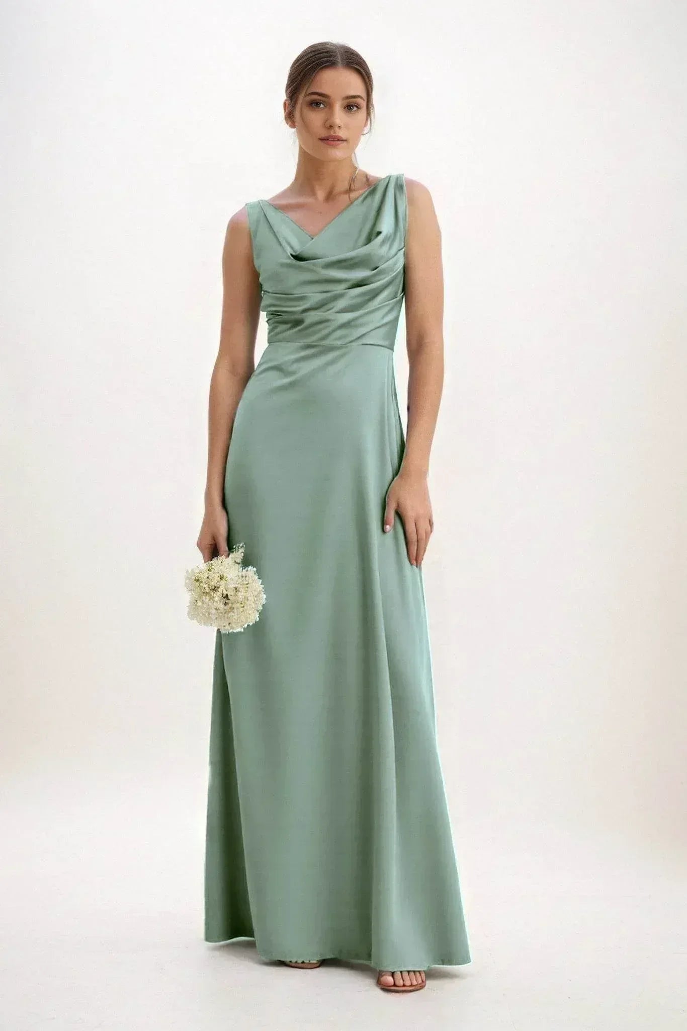 A-Line Maxi Luxe Satin Dress CB0853CS - COCOMELODY
