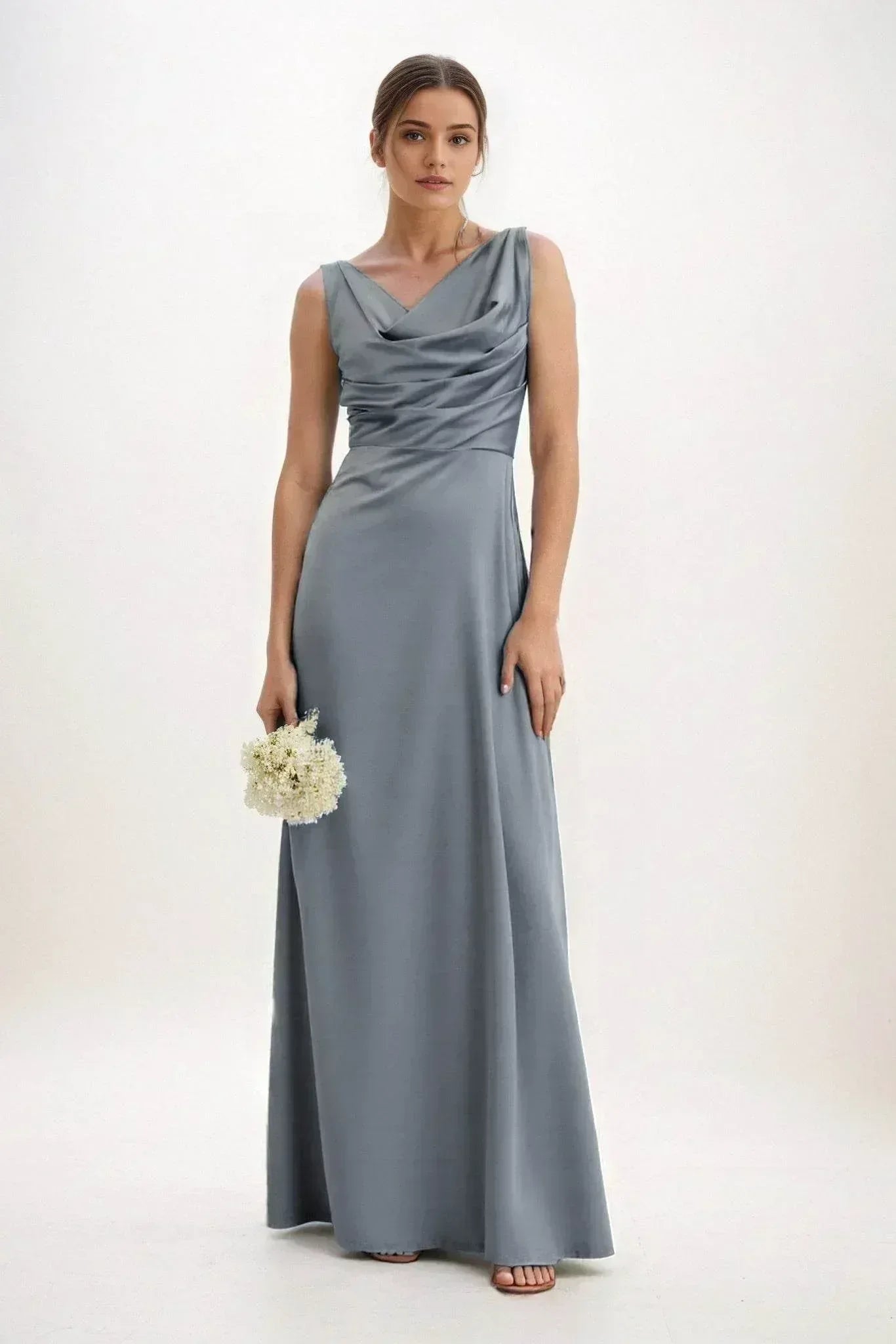 A-Line Maxi Luxe Satin Dress CB0853CS - COCOMELODY