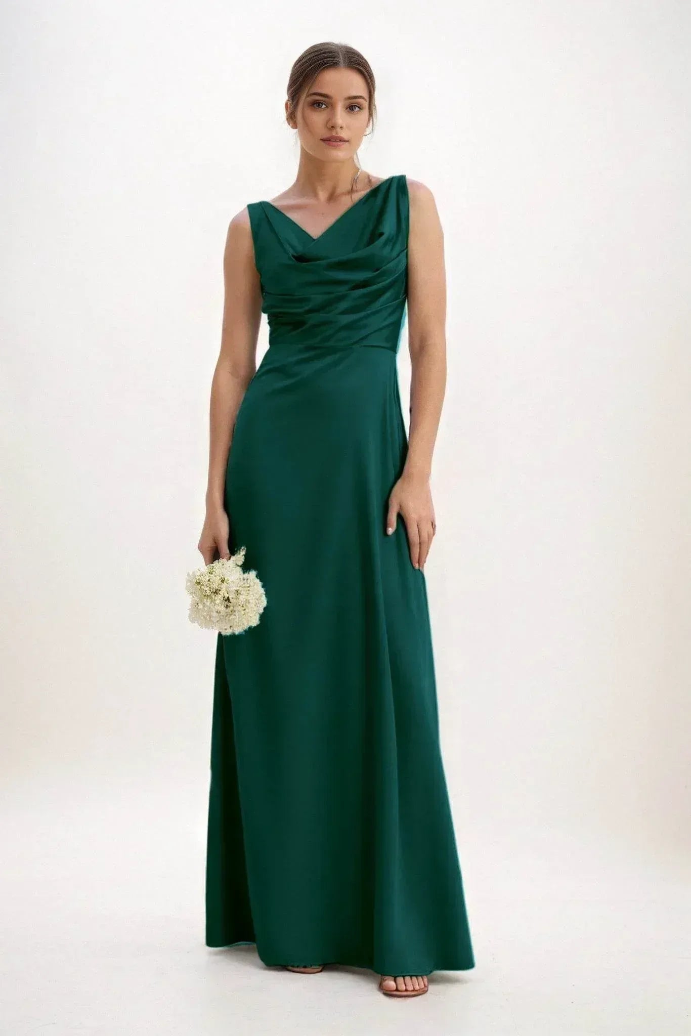 A-Line Maxi Luxe Satin Dress CB0853CS - COCOMELODY