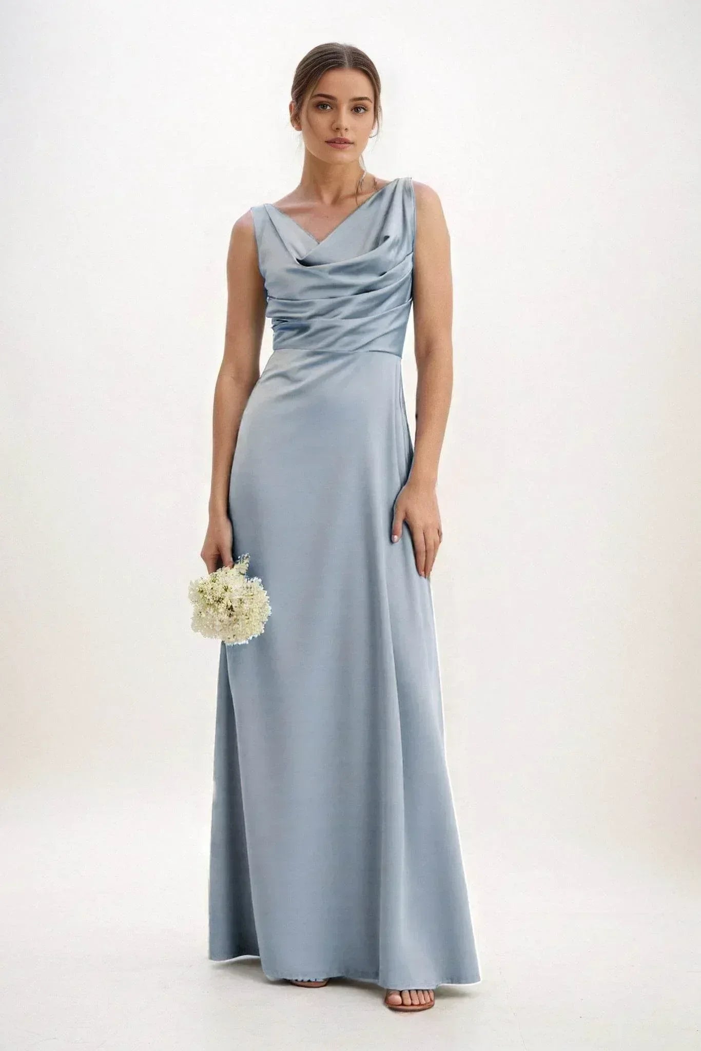 A-Line Maxi Luxe Satin Dress CB0853CS - COCOMELODY