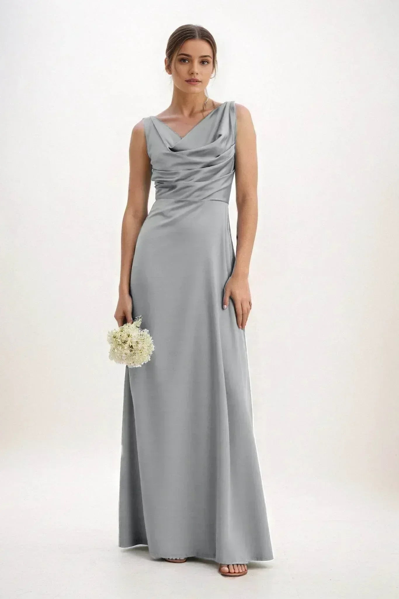 A-Line Maxi Luxe Satin Dress CB0853CS - COCOMELODY