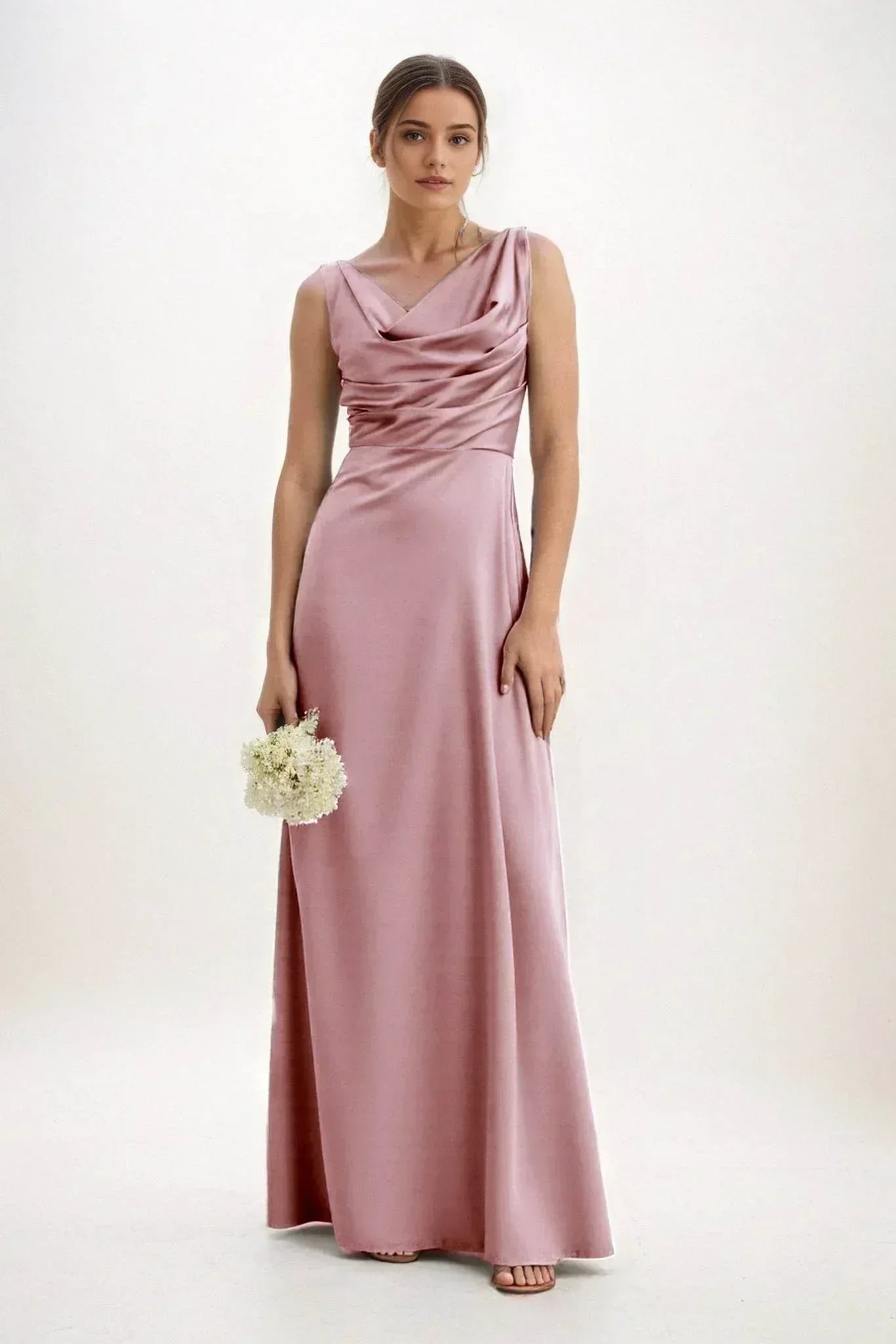 A-Line Maxi Luxe Satin Dress CB0853CS - COCOMELODY