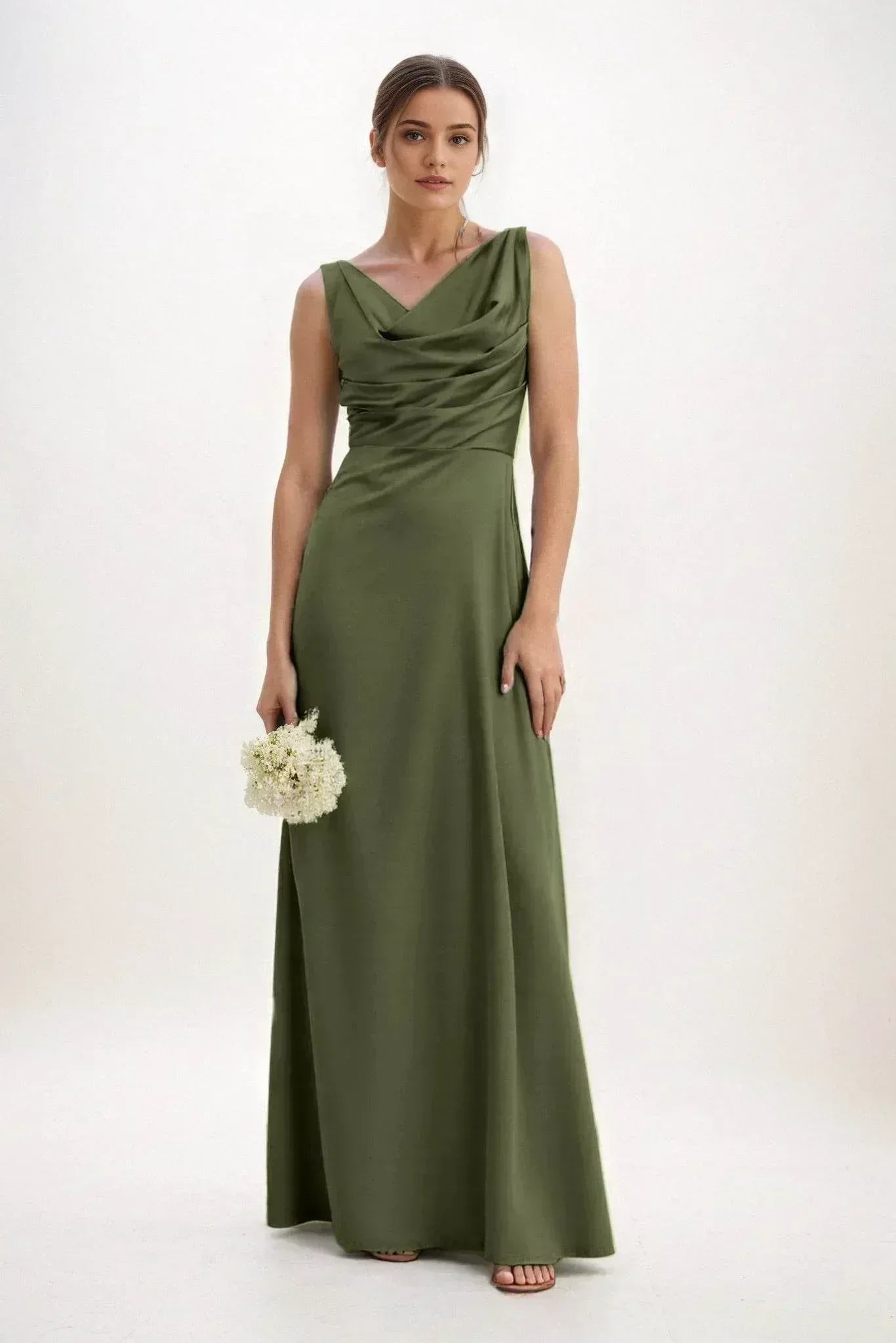 A-Line Maxi Luxe Satin Dress CB0853CS - COCOMELODY