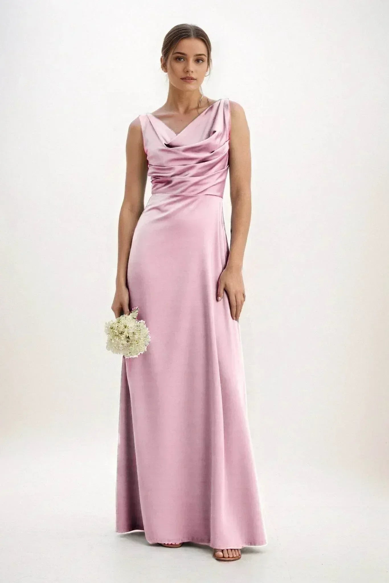 A-Line Maxi Luxe Satin Dress CB0853CS - COCOMELODY