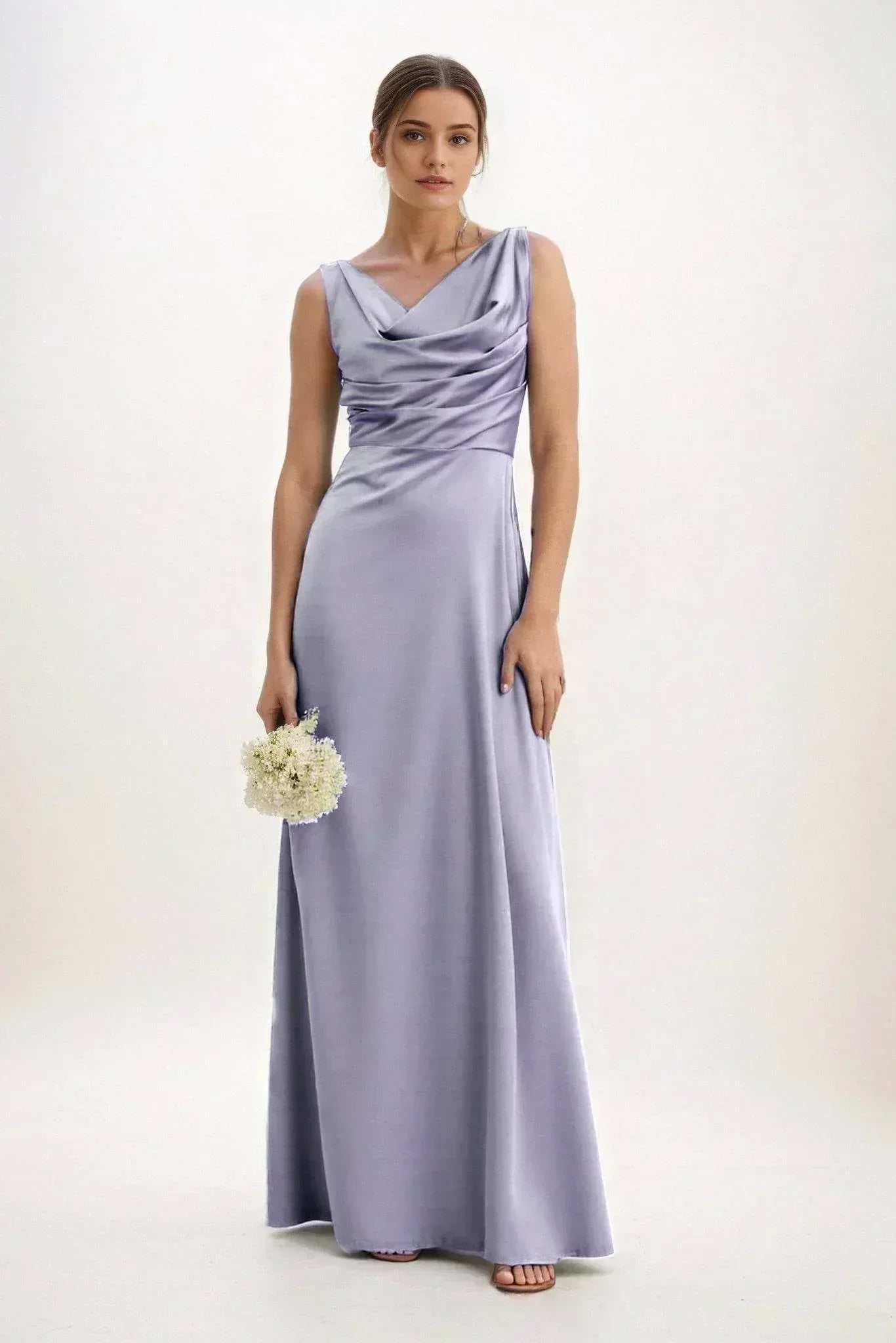 A-Line Maxi Luxe Satin Dress CB0853CS - COCOMELODY