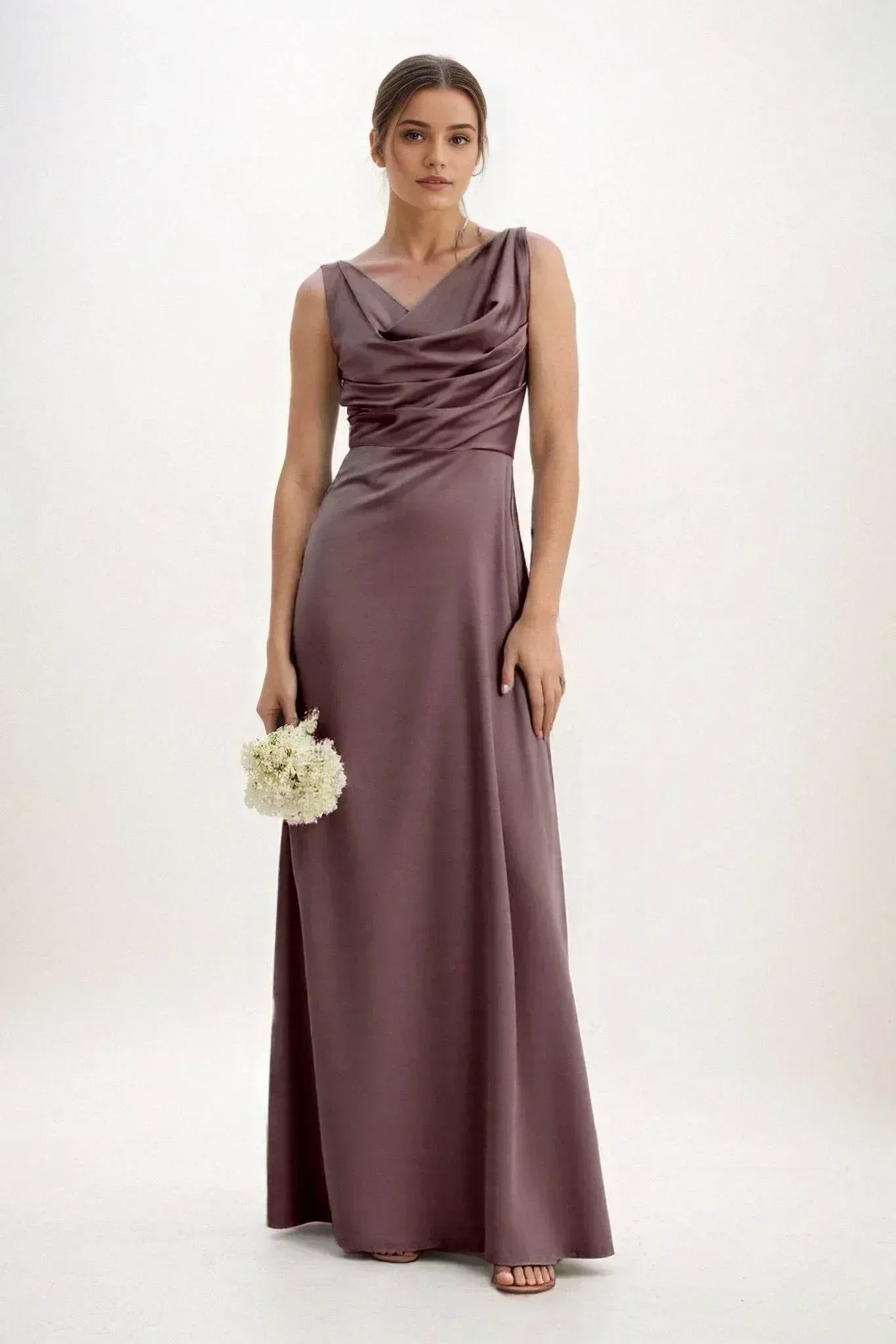 A-Line Maxi Luxe Satin Dress CB0853CS - COCOMELODY