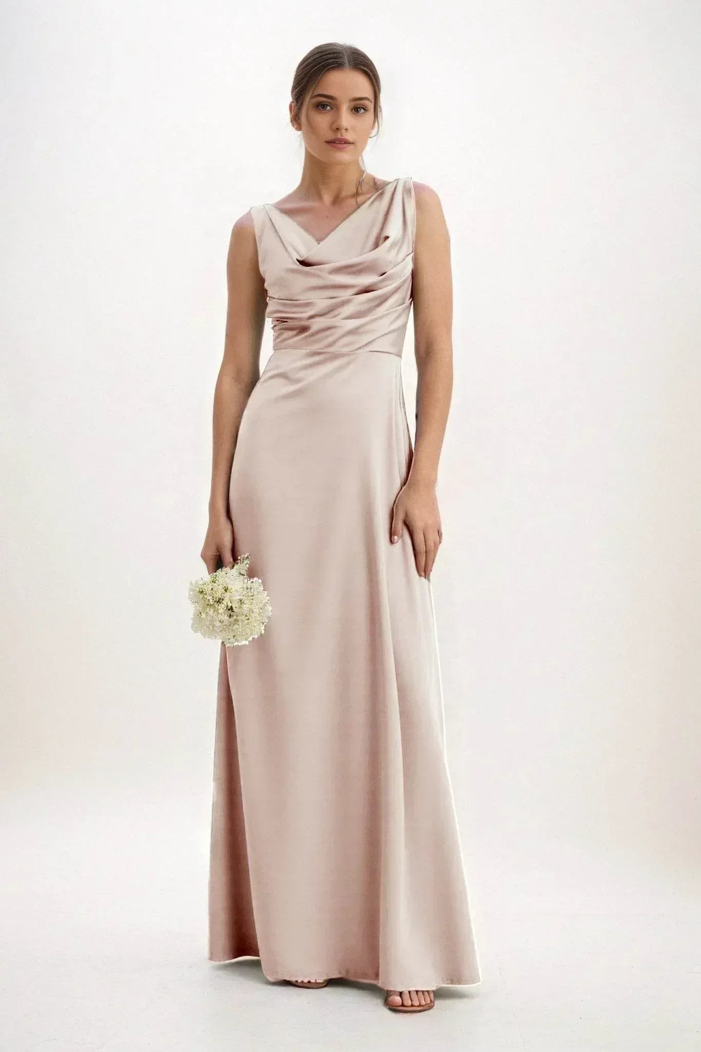 A-Line Maxi Luxe Satin Dress CB0853CS - COCOMELODY