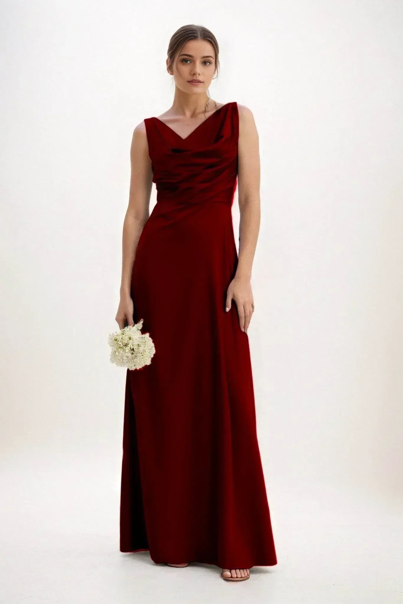 A-Line Maxi Luxe Satin Dress CB0853CS - COCOMELODY