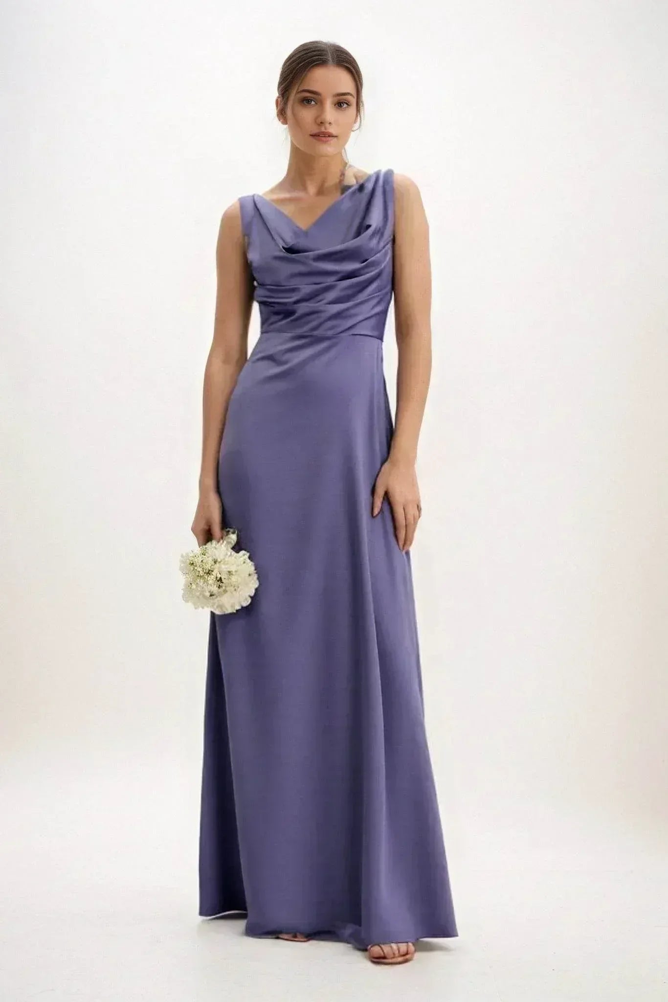 A-Line Maxi Luxe Satin Dress CB0853CS - COCOMELODY