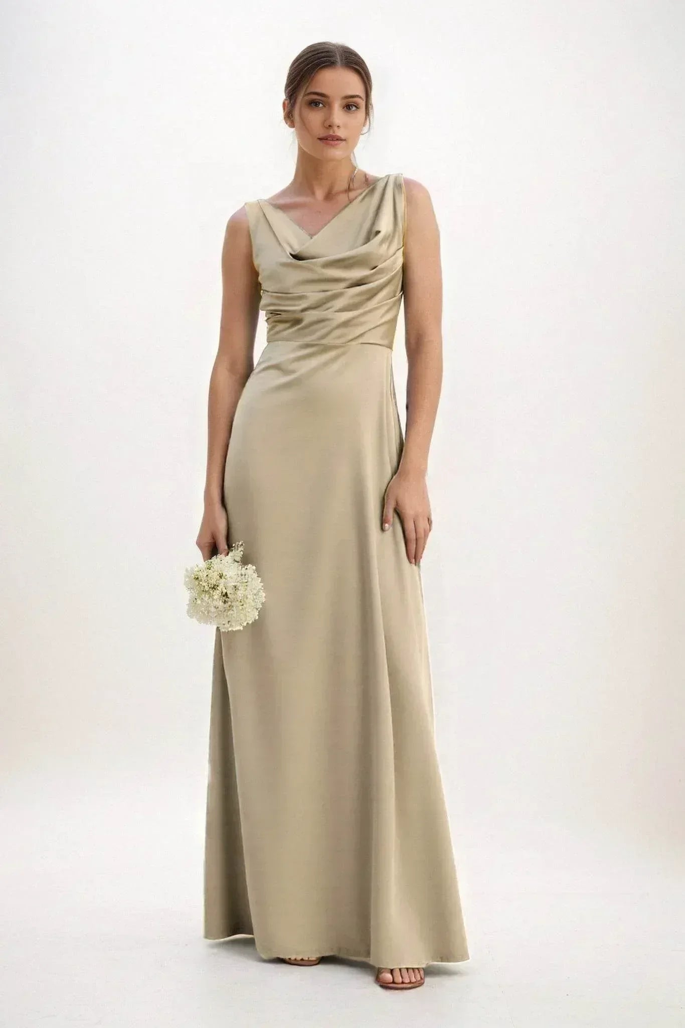 A-Line Maxi Luxe Satin Dress CB0853CS - COCOMELODY