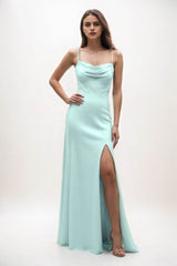 Sheath-Column Maxi Chiffon Bridesmaid Dress CB0855 - COCOMELODY