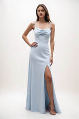 Sheath-Column Maxi Chiffon Bridesmaid Dress CB0855 - COCOMELODY