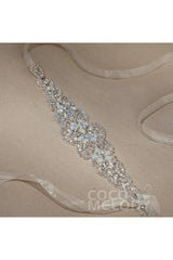 Tulle Wedding Sash with Opal and Rhinestone CC0053 - COCOMELODY