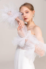 Fingerless Opera Length Tulle Wedding Gloves CD0061 - COCOMELODY
