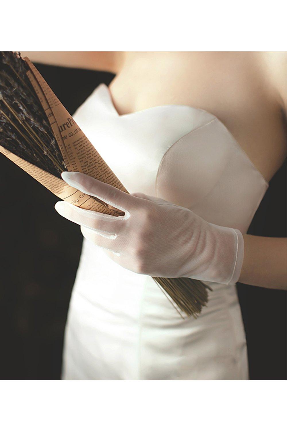 Fingertips Wrist Length Tulle Wedding Gloves CD0076 - COCOMELODY
