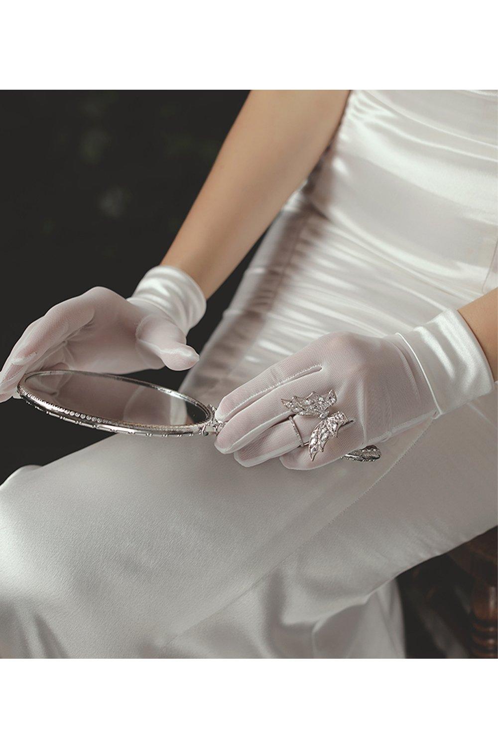 Fingertips Wrist Length Satin Wedding Gloves CD0080 - COCOMELODY