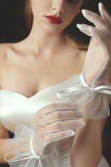 Fingertips Wrist Length Tulle Wedding Gloves CD0083 - COCOMELODY