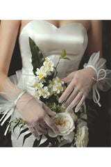 Fingertips Wrist Length Tulle Wedding Gloves CD0083 - COCOMELODY