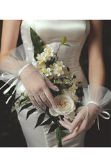 Fingertips Wrist Length Tulle Wedding Gloves CD0083 - COCOMELODY
