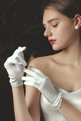 Fingertips Wrist Length Satin Wedding Gloves CD0085 - COCOMELODY