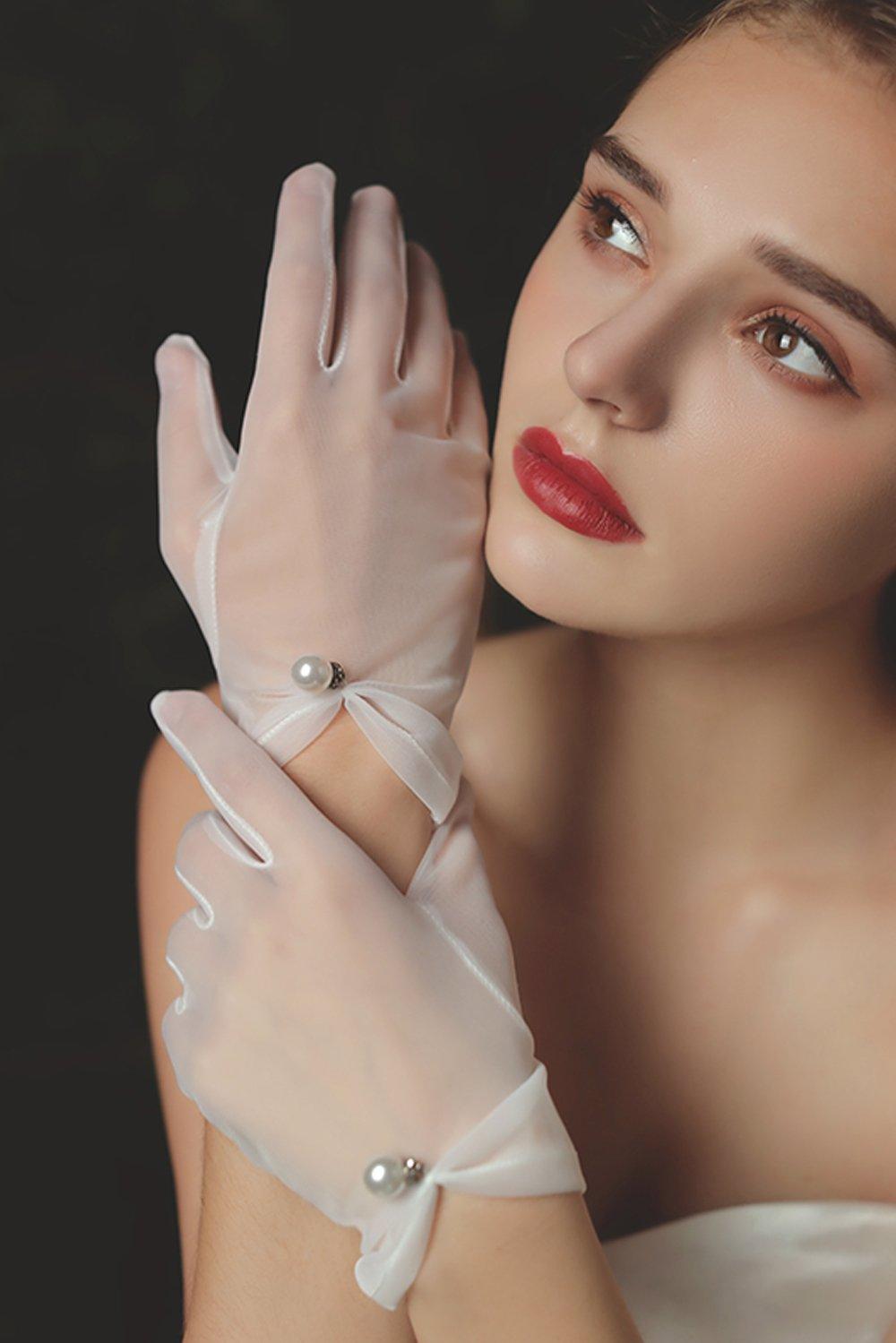 Fingertips Wrist Length Tulle Wedding Gloves CD0086 - COCOMELODY