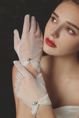 Fingertips Wrist Length Tulle Wedding Gloves CD0086 - COCOMELODY